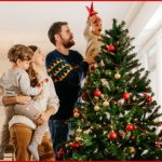 Christmas Tree family decorating framed